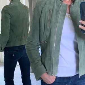 DKNY Green Italian Suede Leather Jacket